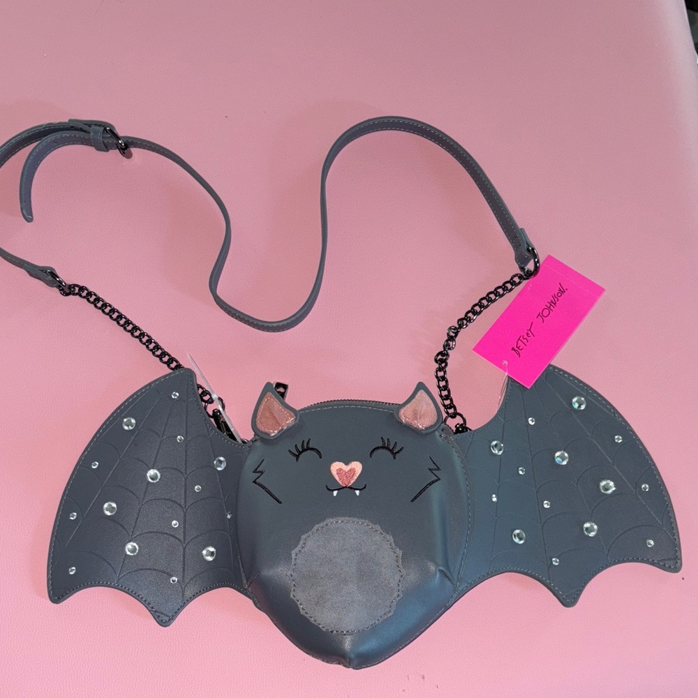 Gray Bat shaped Betsey Johnson crossbody bag